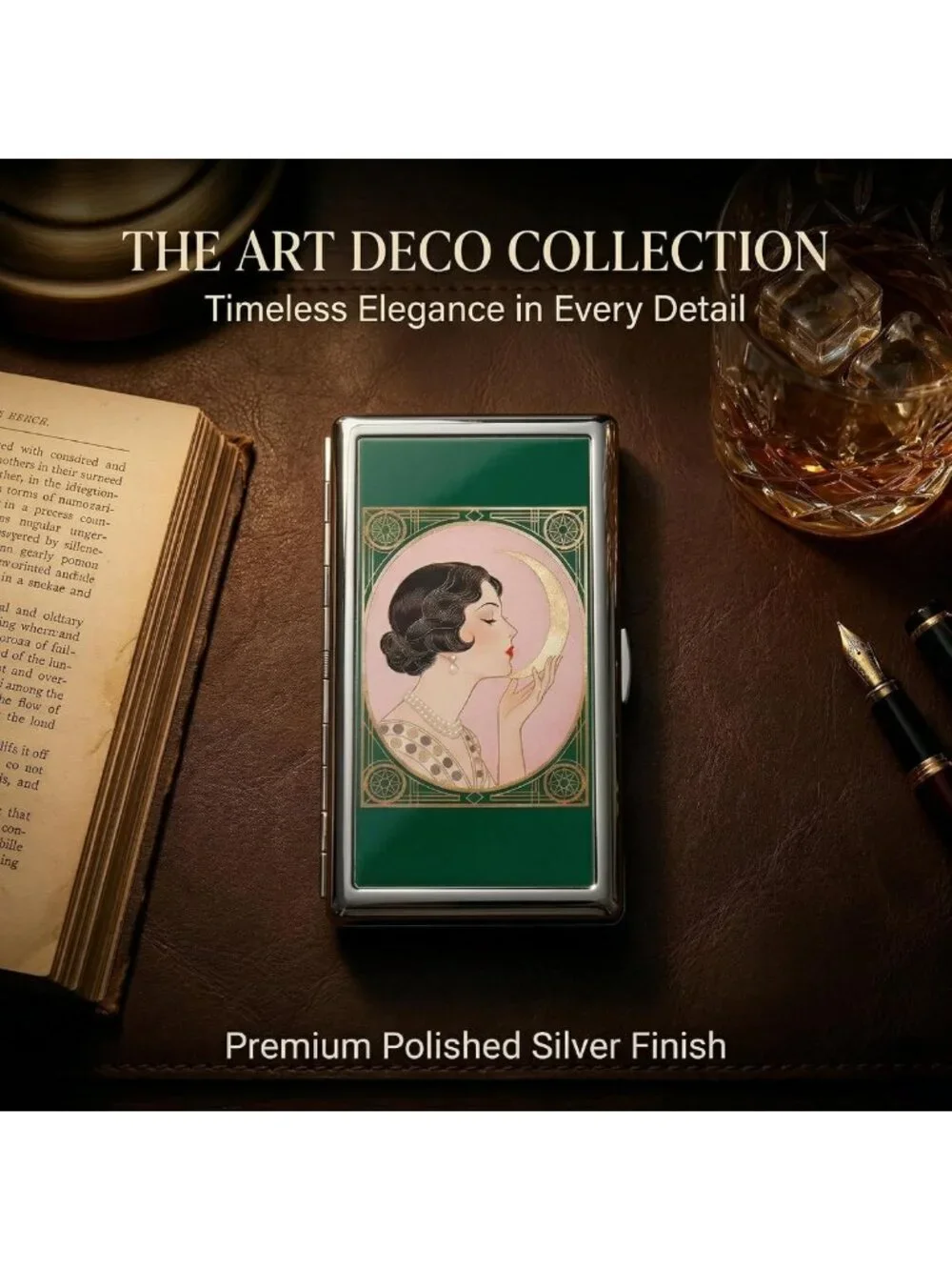 Vintage Art Deco Slim Metal Wallet - Versatile Card & Cash Case for Men & Women